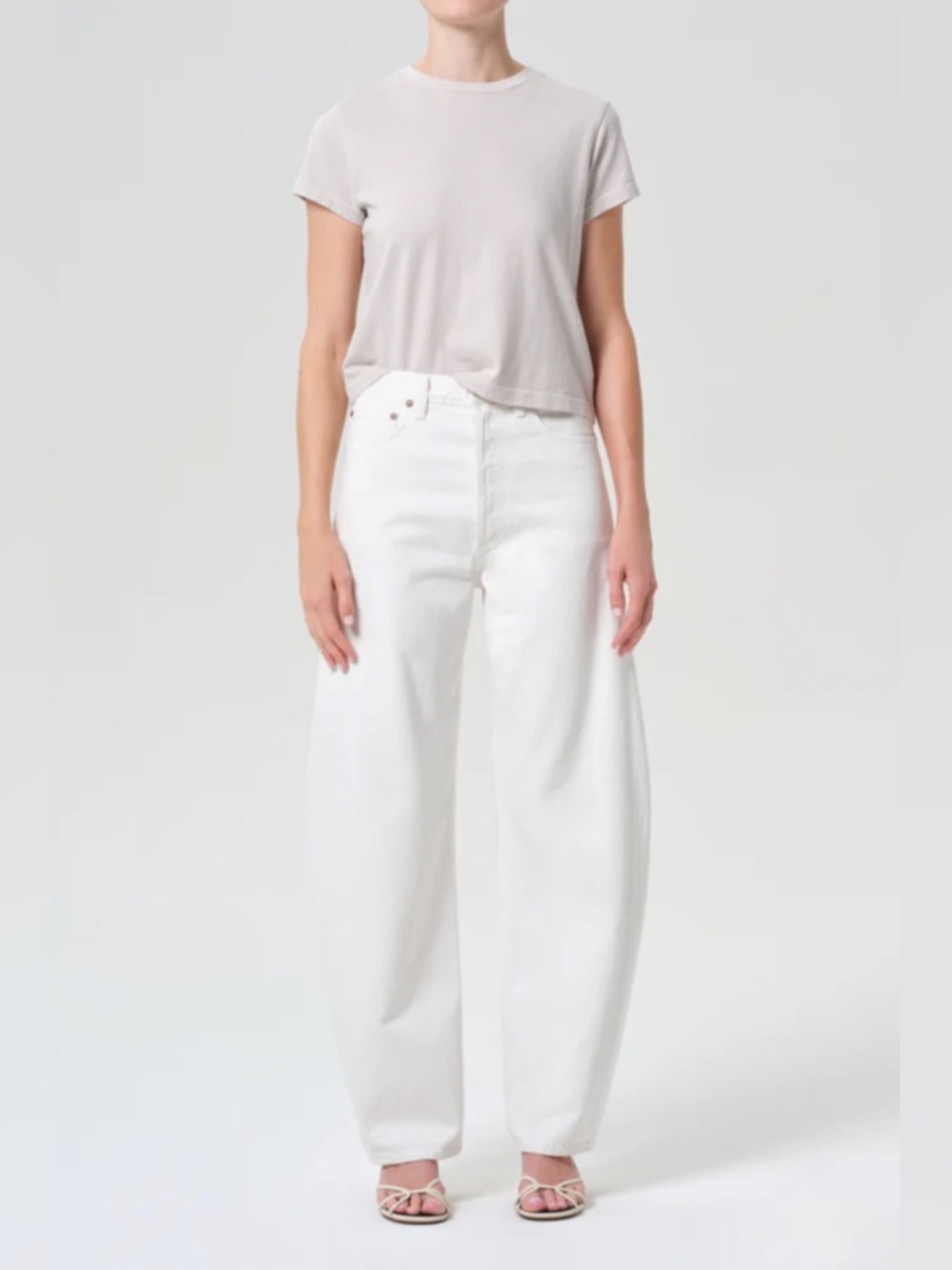 A GOLDE LUNA JEANS PIECED BARREL LEG WHITE